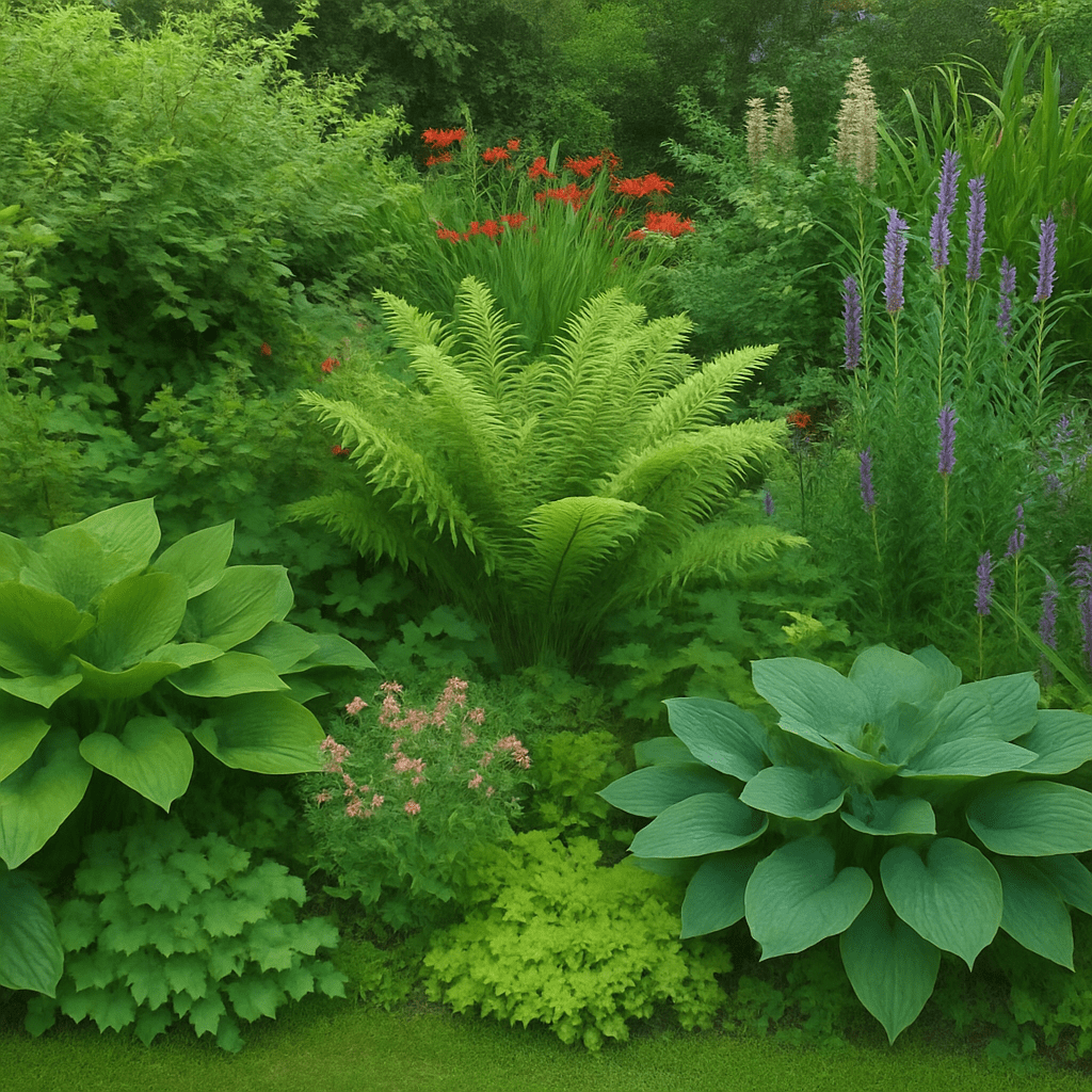A picture of different plant species in a garden