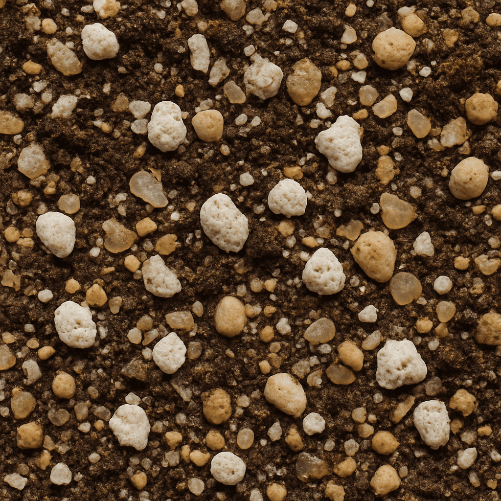 A close-up of high-quality succulent soil showing a mix of sand, pumice, and potting soil to illustrate the texture.