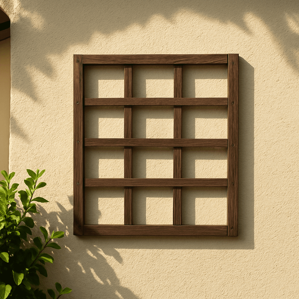 Montiertes Rankgitter an einer sonnigen Hauswand